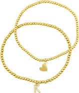 Adornia Initial & Heart 2-Pack Stretch Bracelets