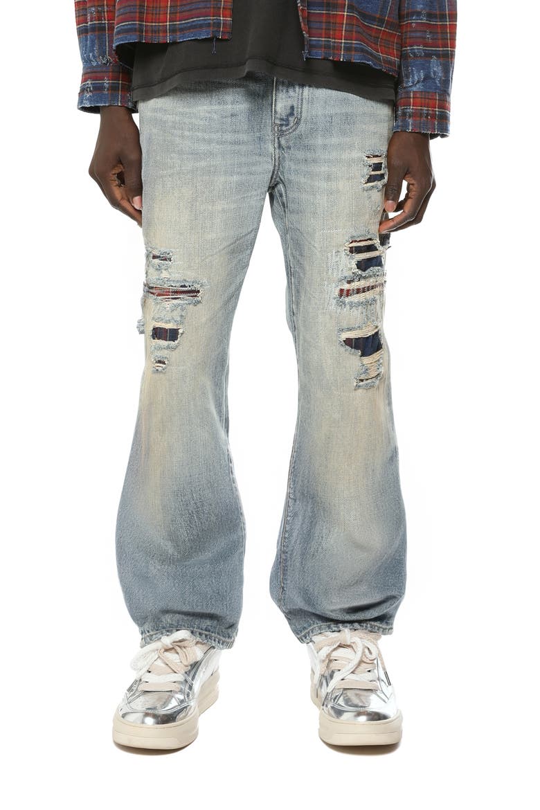 Rip and Repair Wide Leg Jeans, Main, color, LIGHT INDIGO