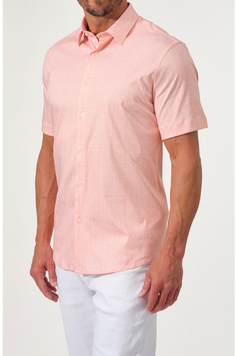 Dynamic Comfort Short Stretch Cotton Sleeve Button-Up Shirt, Alternate, color, TANGELO