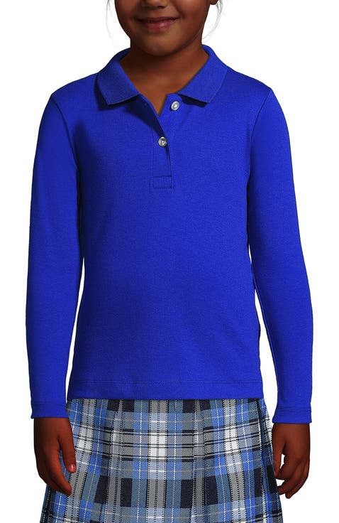 School Uniform Girls Long Sleeve Feminine Fit Interlock Polo Shirt