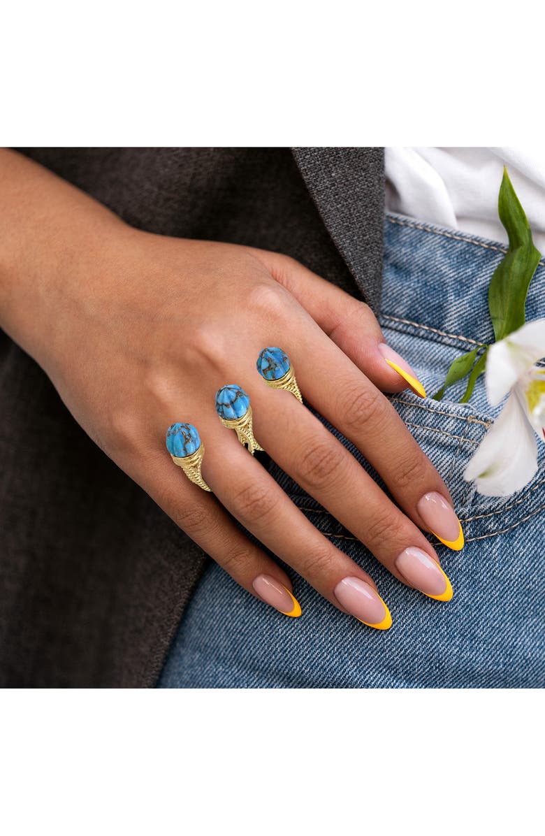 LuvMyJewelry Sea Breeze Turquoise Multifinger Ring, Alternate, color, 14Kt Gold Vermeil On Sterling