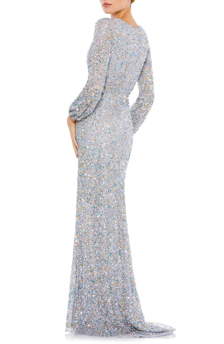 Mac Duggal Long Sleeve Sequin Column Gown, Alternate, color,
