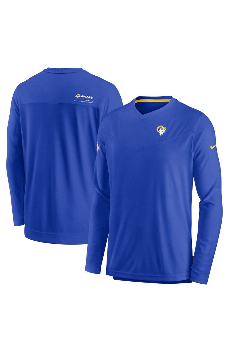 Nike Men's Nike Royal Los Angeles Rams Sideline Coach Chevron Lock Up Long Sleeve V-Neck Performance T-Shirt, Main, color, Royal