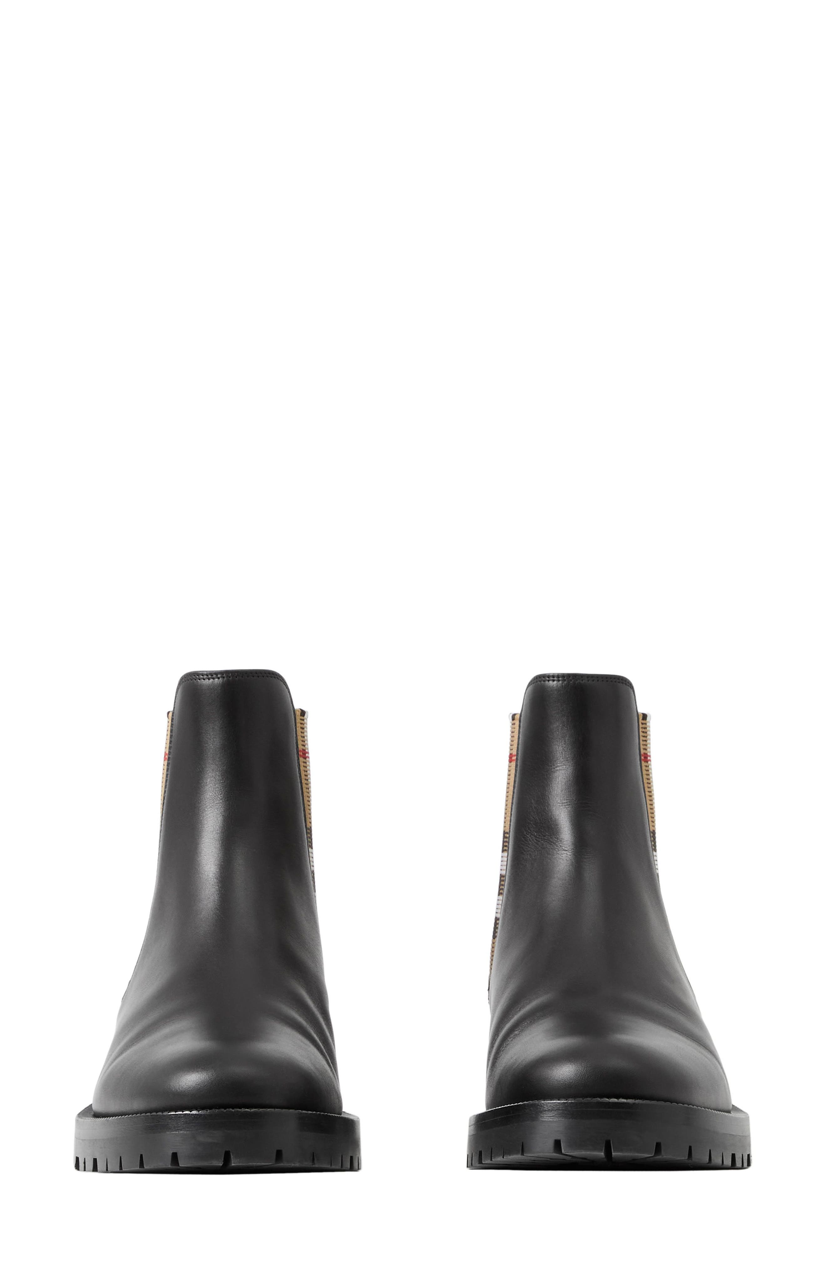 Burberry Allostock Check Chelsea Boot, Alternate, color, Black