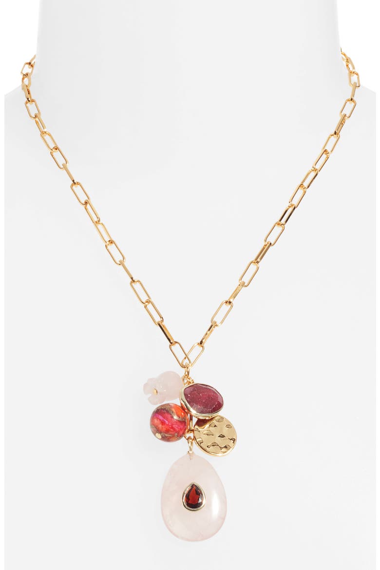 Rose Quartz Charm Necklace, Alternate, color, PINK