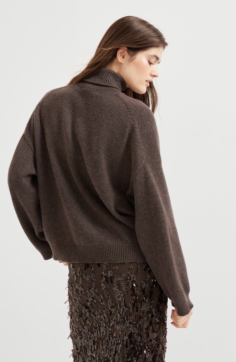 Brunello Cucinelli Turtleneck sweater with monili, Alternate, color, Rust Brown