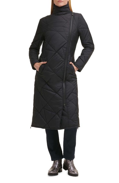 Quilted Asymmetric Midi Coat