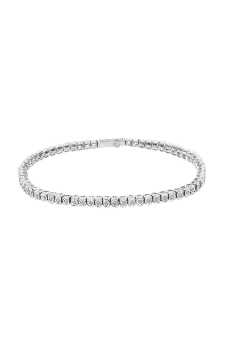 Haus of Brilliance Silver 1/2 Cttw Miracle-Set Diamond Round Half Bezel Tennis Bracelet, Alternate, color, White