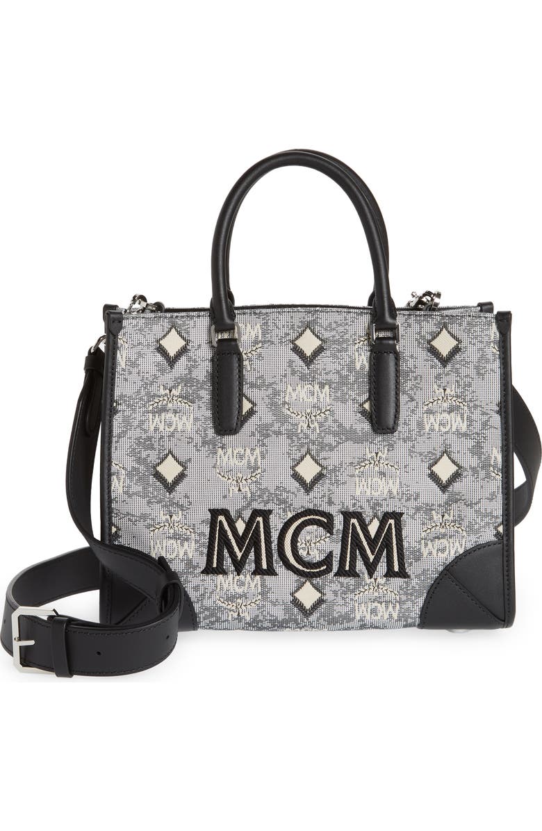 MCM Small Vintage Jacquard Tote, Main, color,