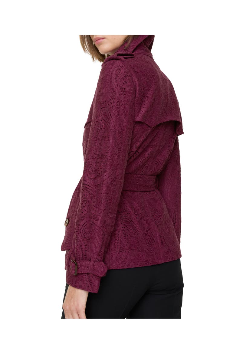 Short Paisley Lace Foxfield Trench Coat, Alternate, color, Allium purple