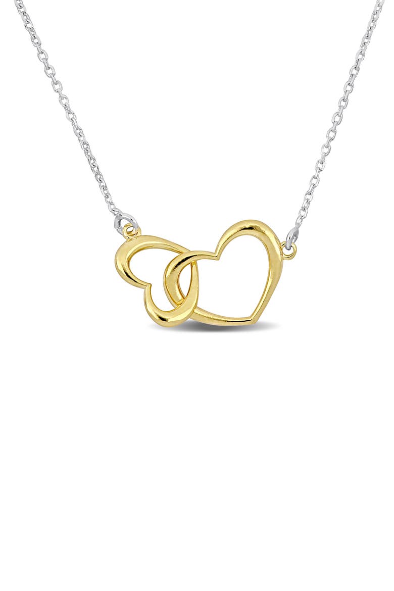 Double Heart Necklace, Main, color, YELLOW GOLD