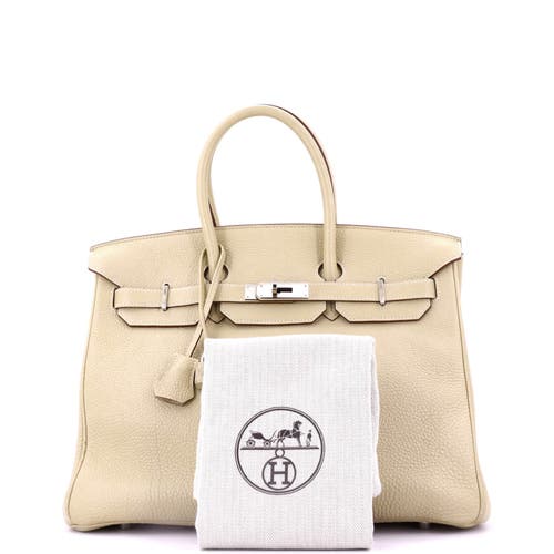 Pre-owned Hermes  Hermes Birkin Handbag Light Clemence With Palladium Hardware 35
