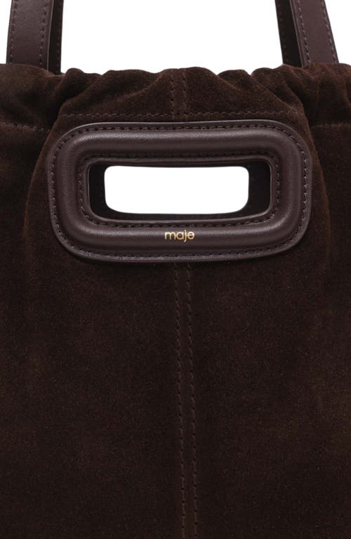 Maje Suede Leather M Tote Bag In Brown