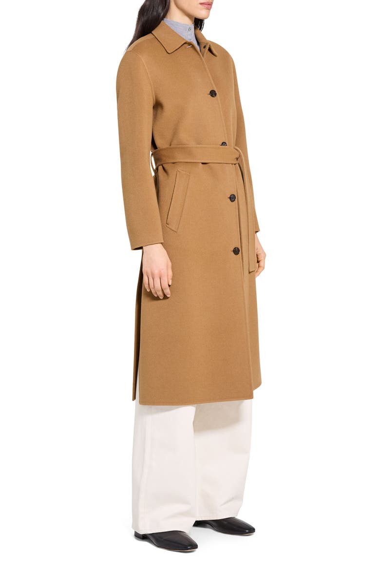 Tie Waist Wool & Cashmere Coat, Alternate, color, WOOD