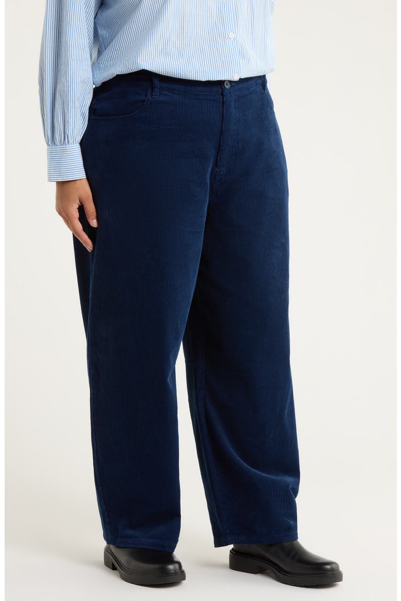 Avens Organic Cotton Corduroy Crop Barrel Leg Pants, Alternate, color, SEA CAVE
