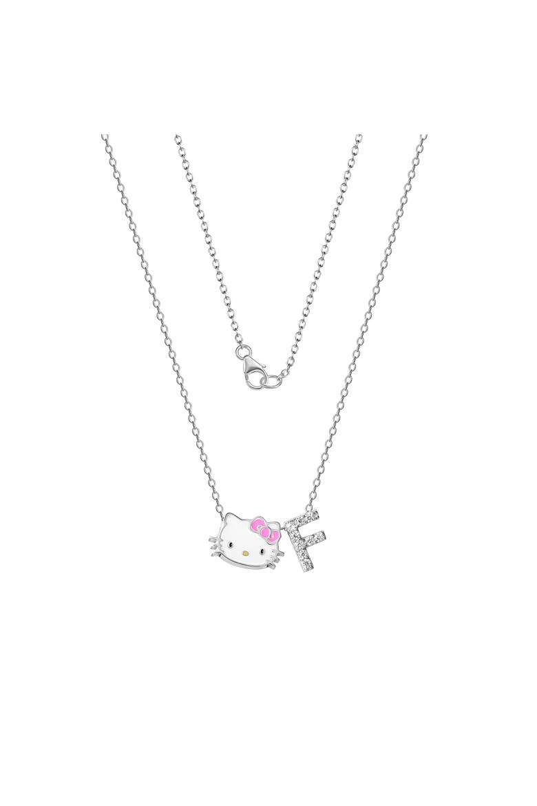 Silver Plated Enamel Pave Initial Slider Necklace, Alternate, color, Silver