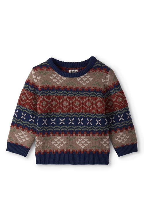 Hatley Babies'  Fair Isle Cotton Blend Crewneck Sweater In Gray