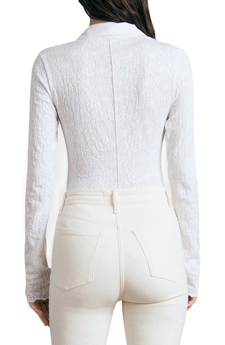 rag & bone Gemma Floral Jacquard Polo, Alternate, color, White