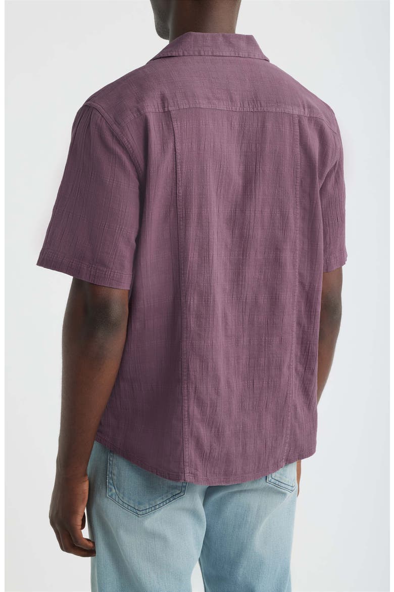 Washed Dobby Check Cotton Seersucker Camp Shirt, Alternate, color, WASHED PURPLE