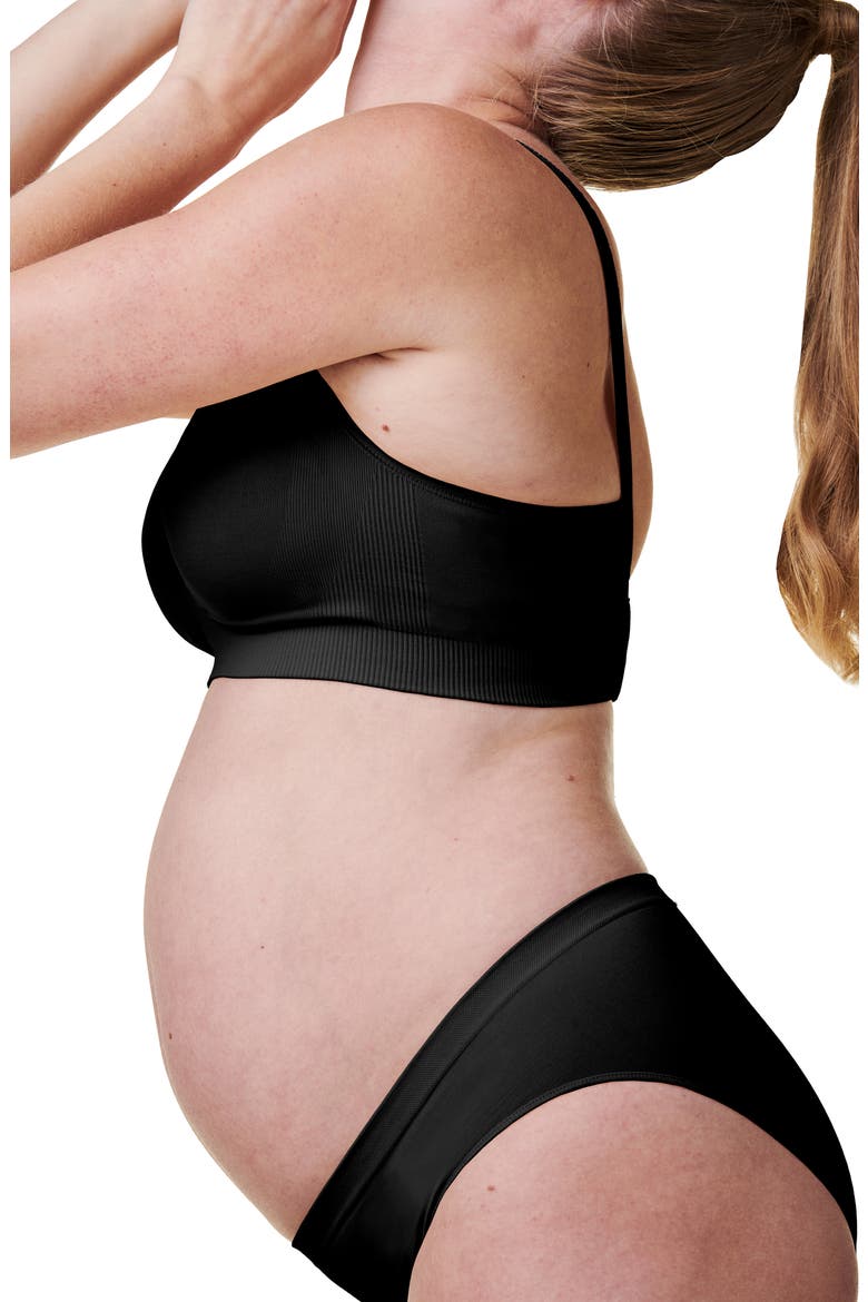 Body Silk Seamless Recycled Nylon Blend Wireless Maternity/Nursing Bra, Alternate, color, BLACK