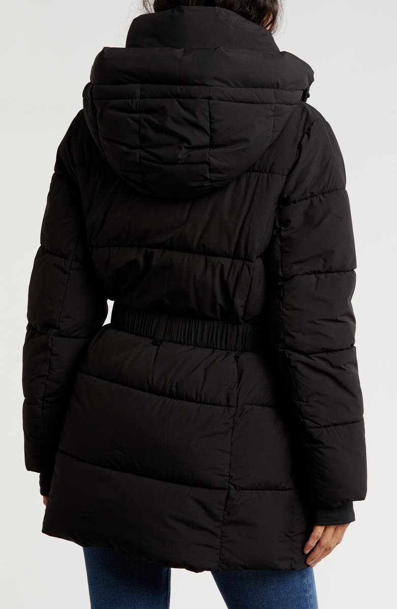 BCBGeneration Water Resistant Hooded Belted Puffer Jacket, Alternate, color, 