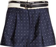Hommegirls Polka Dot Belted Flip Waist Pleated Miniskirt