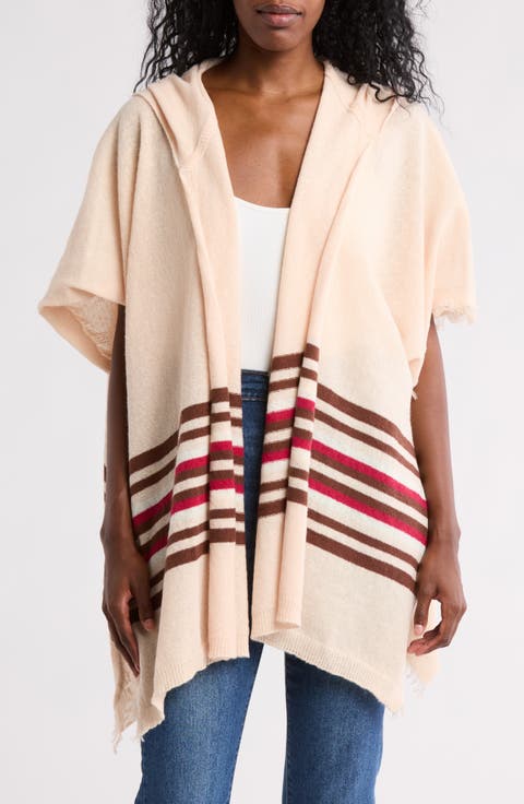 Stripe Hooded Ruana