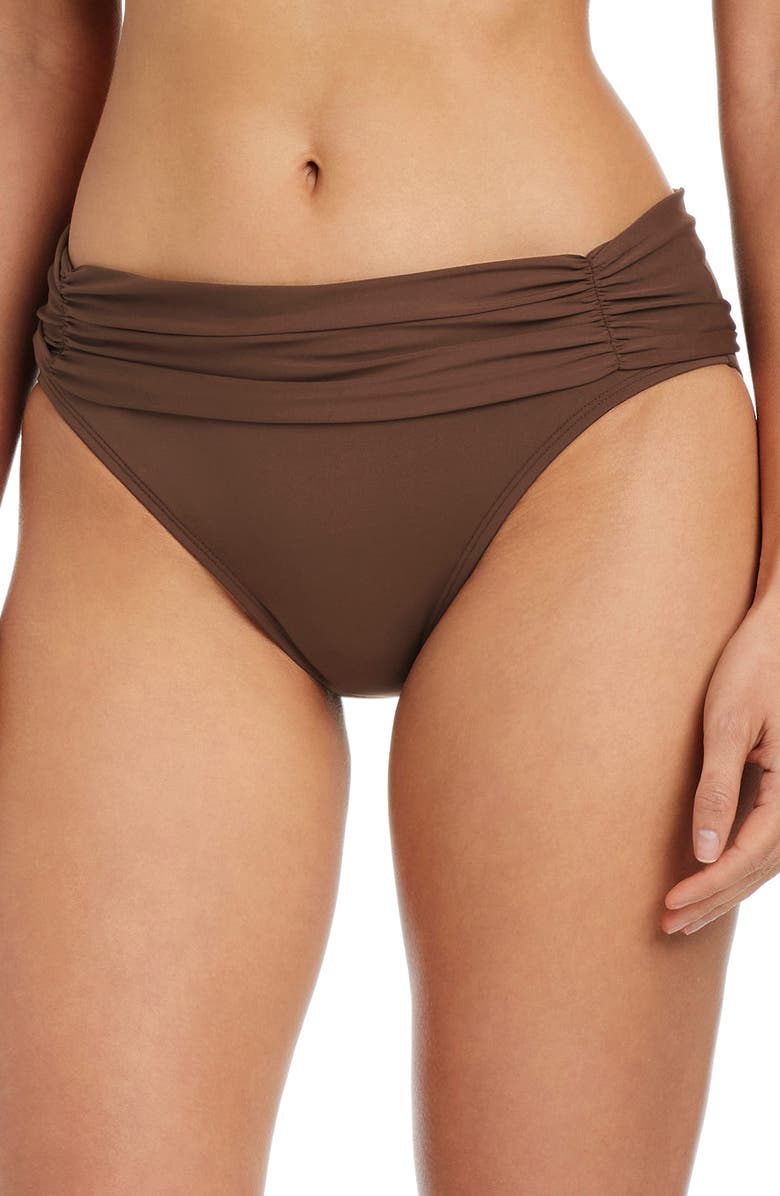 BLEU by Rod Beattie Shirred Hipster Bikini Bottoms, Main, color, Rockpool