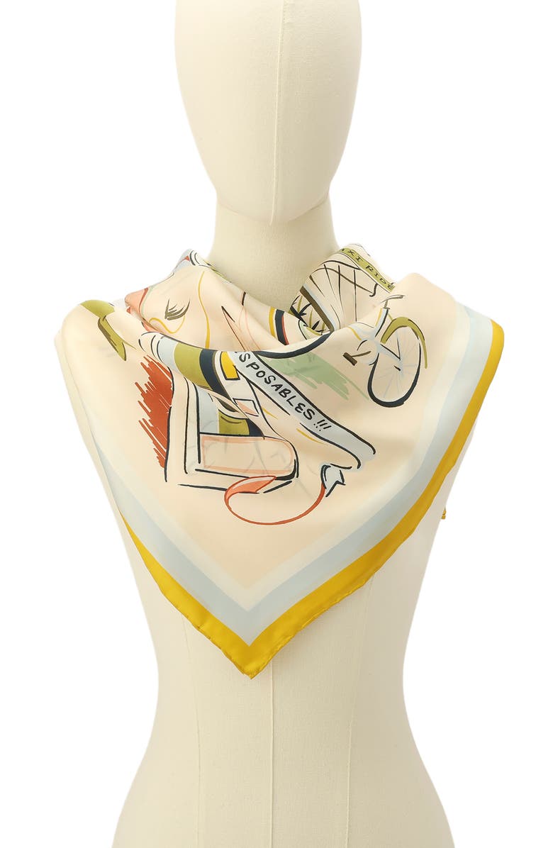 Kate Spade New York downtown day trip square silk scarf, Alternate, color, Ivory Multi