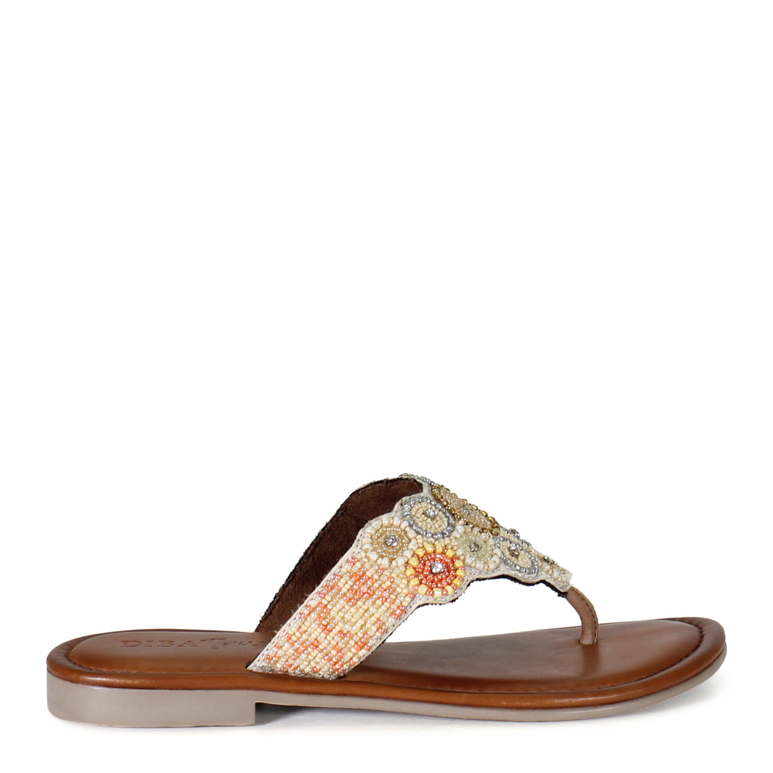 Diba True KALI NITE Leather and Glass Beads Thong Sandal, Alternate, color, Tan/Beige/Multi