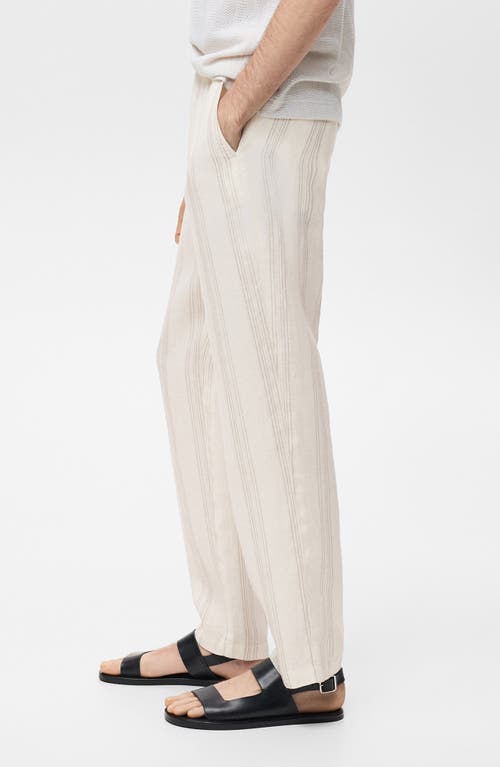 Mango Elastic Waist Linen Pants In White