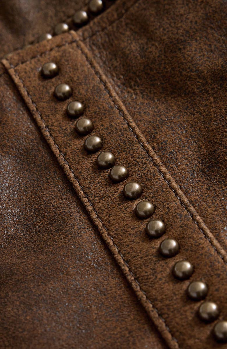 John Varvatos Carson Stud Detail Suede Jacket, Alternate, color, Toffee