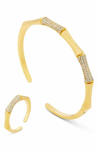 Bamboo Pave Cuff & Ring Set