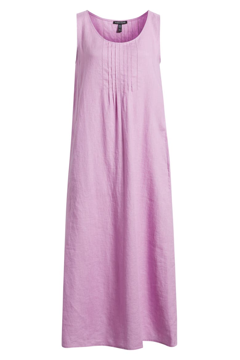 Pintuck Sleeveless Organic Linen Dress, Alternate, color, FRENCH LILAC