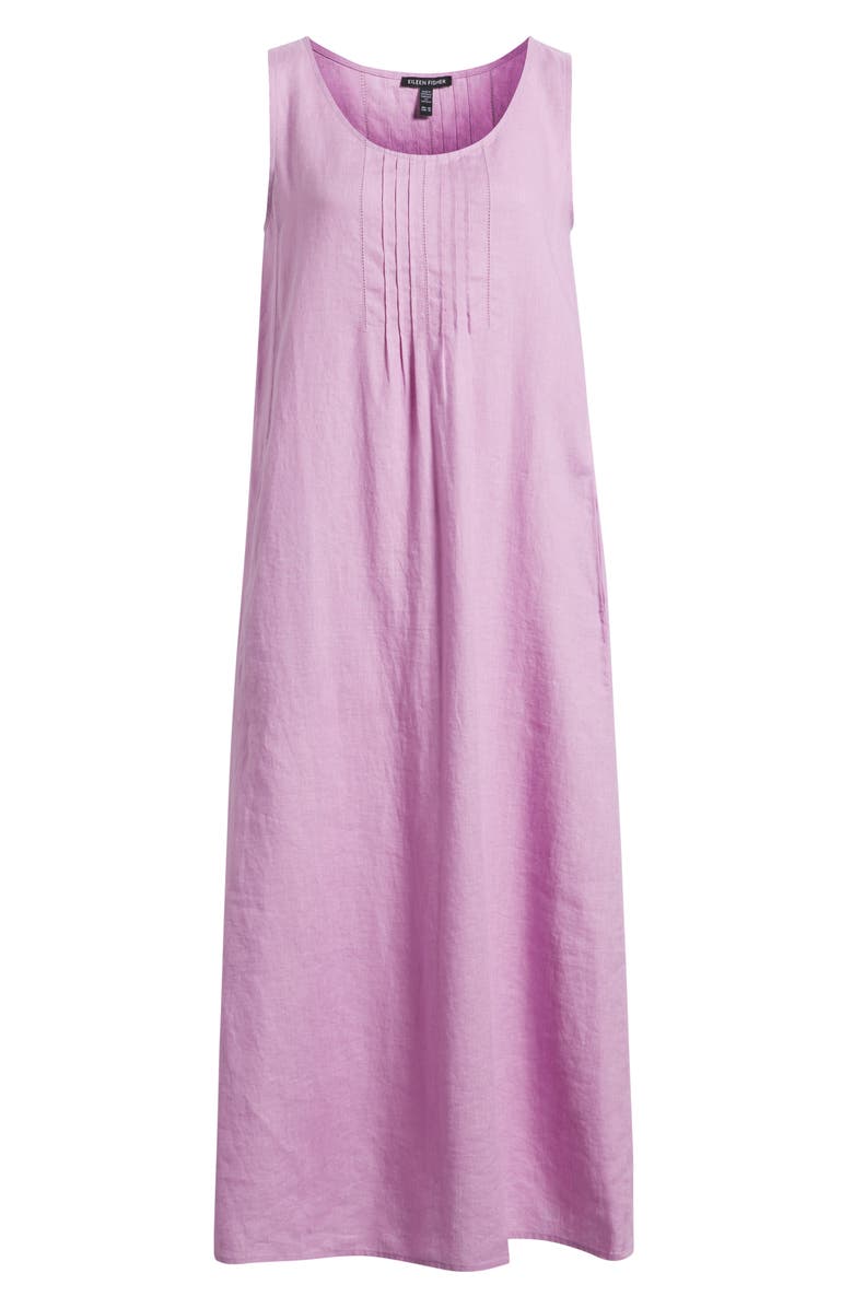 Eileen Fisher Pintuck Sleeveless Organic Linen Dress, Alternate, color, French Lilac