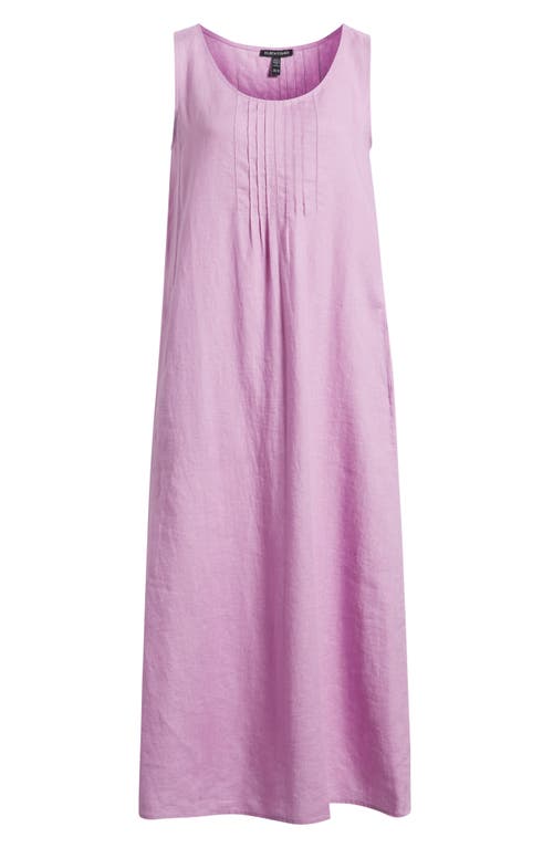 Eileen Fisher Pintuck Sleeveless Organic Linen Dress In French Lilac