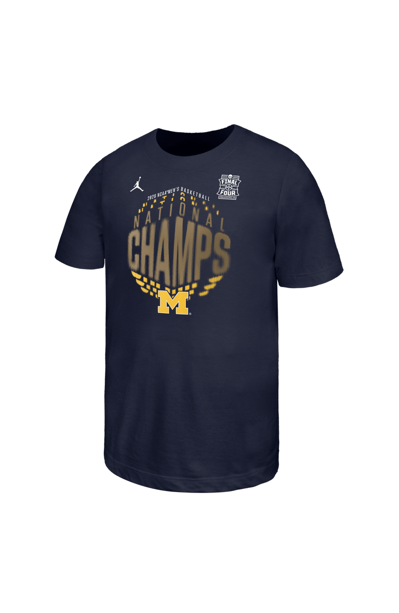 Jordan Brand Youth Jordan Brand  Navy Michigan Wolverines 2026 NCAA Men's Basketball National Champions Locker Room T-Shirt, Main, color, Navy