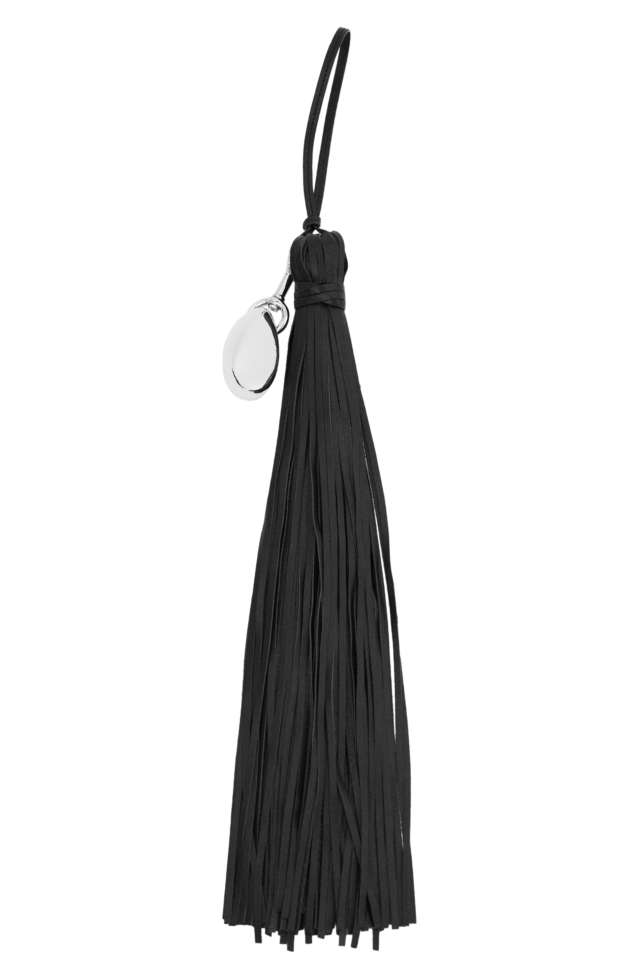 MANGO Leather Fringe Keychain, Main, color, 
