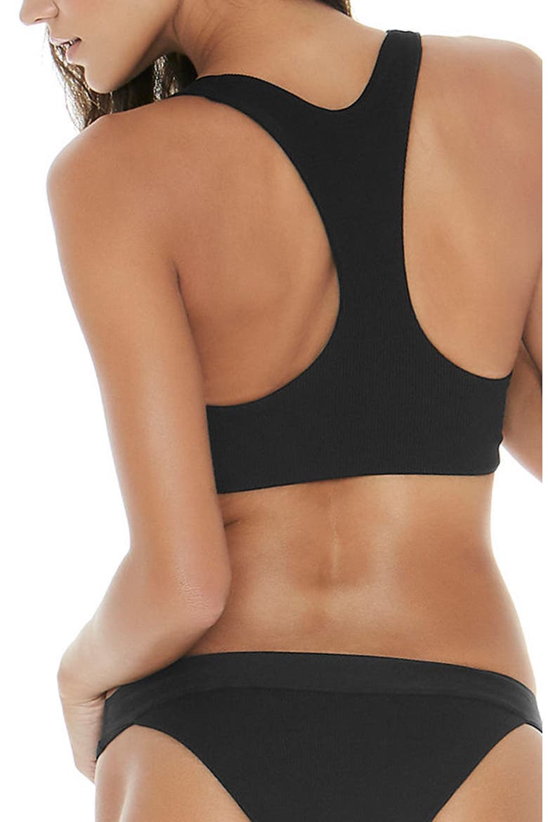 L Space Tara Ribbed Bikini Top, Alternate, color, BLACK