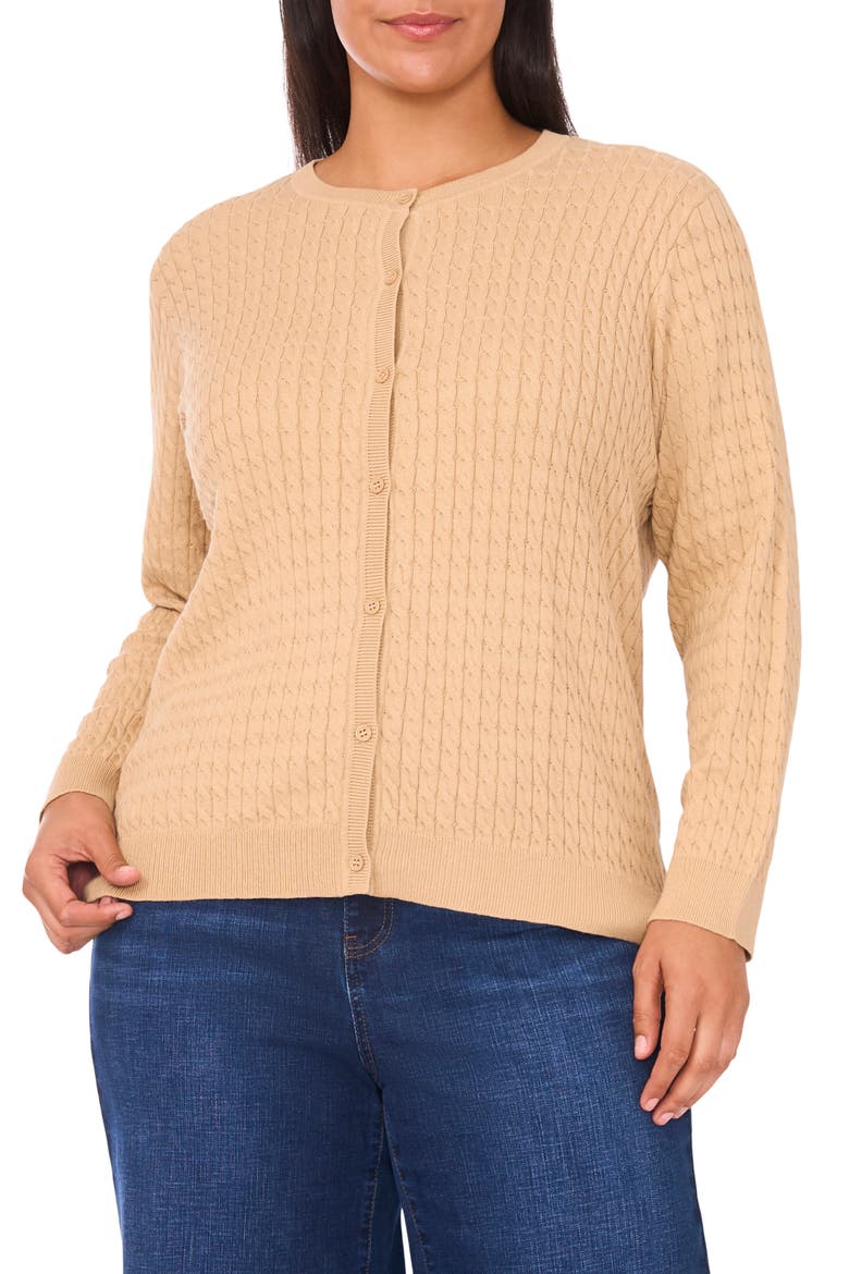 Cable Stitch Cardigan, Main, color, NOMAD CAMEL