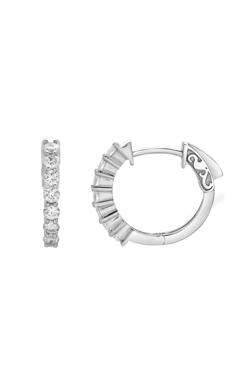 LuvMyJewelry Azaleia Beaded Diamond Huggie Hoop Earrings in 14K Gold, Main, color, 