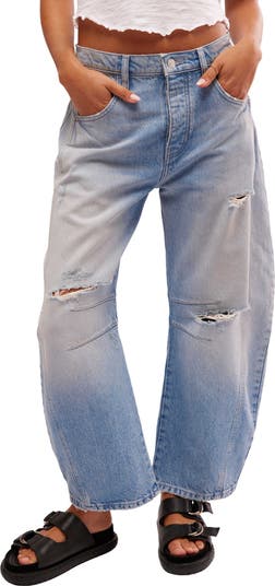 Free People We the Free Good Luck Mid Rise Barrel Leg Jeans