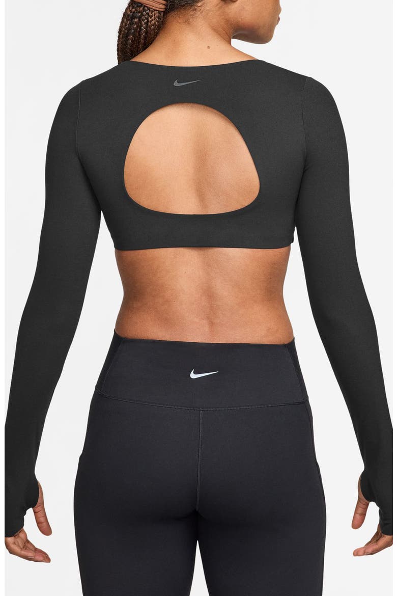 Zenvy Dri-FIT Long Sleeve Sports Bra, Alternate, color, 010 BLACK/ COL GY