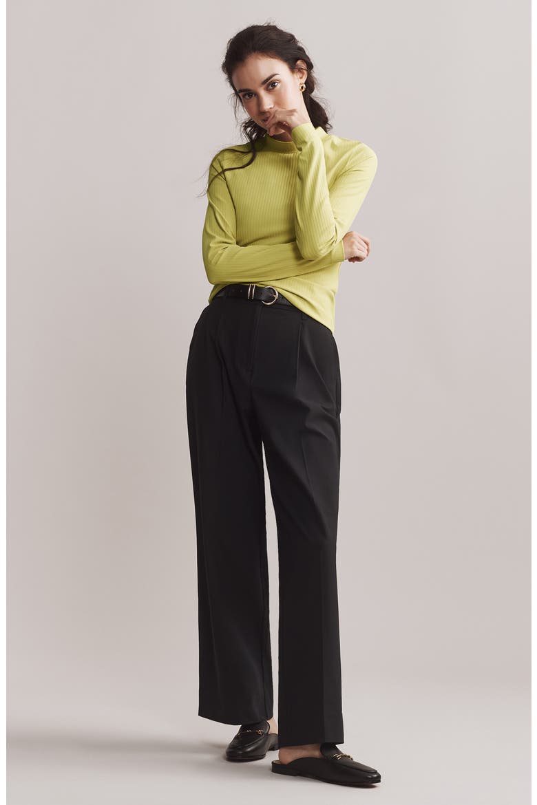 Modern Rib Mock Neck Knit Top, Alternate, color, CHARTREUSE
