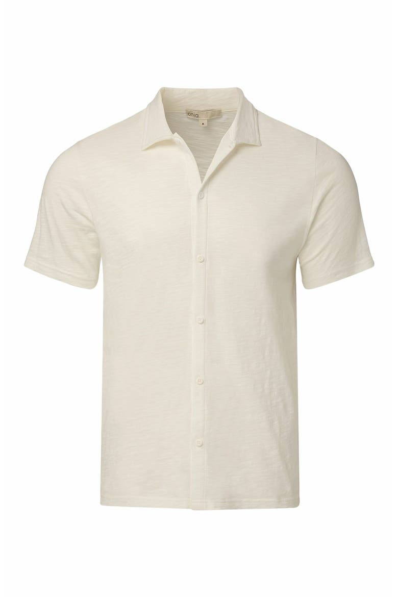 Slub Short Sleeve Button-up Shirt, Alternate, color, WHITE