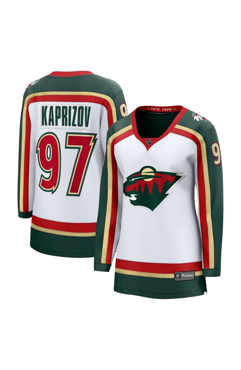 FANATICS Women
s Fanatics Kirill Kaprizov White Minnesota Wild 25th Anniversary Breakaway Player Jersey, Main, color, White