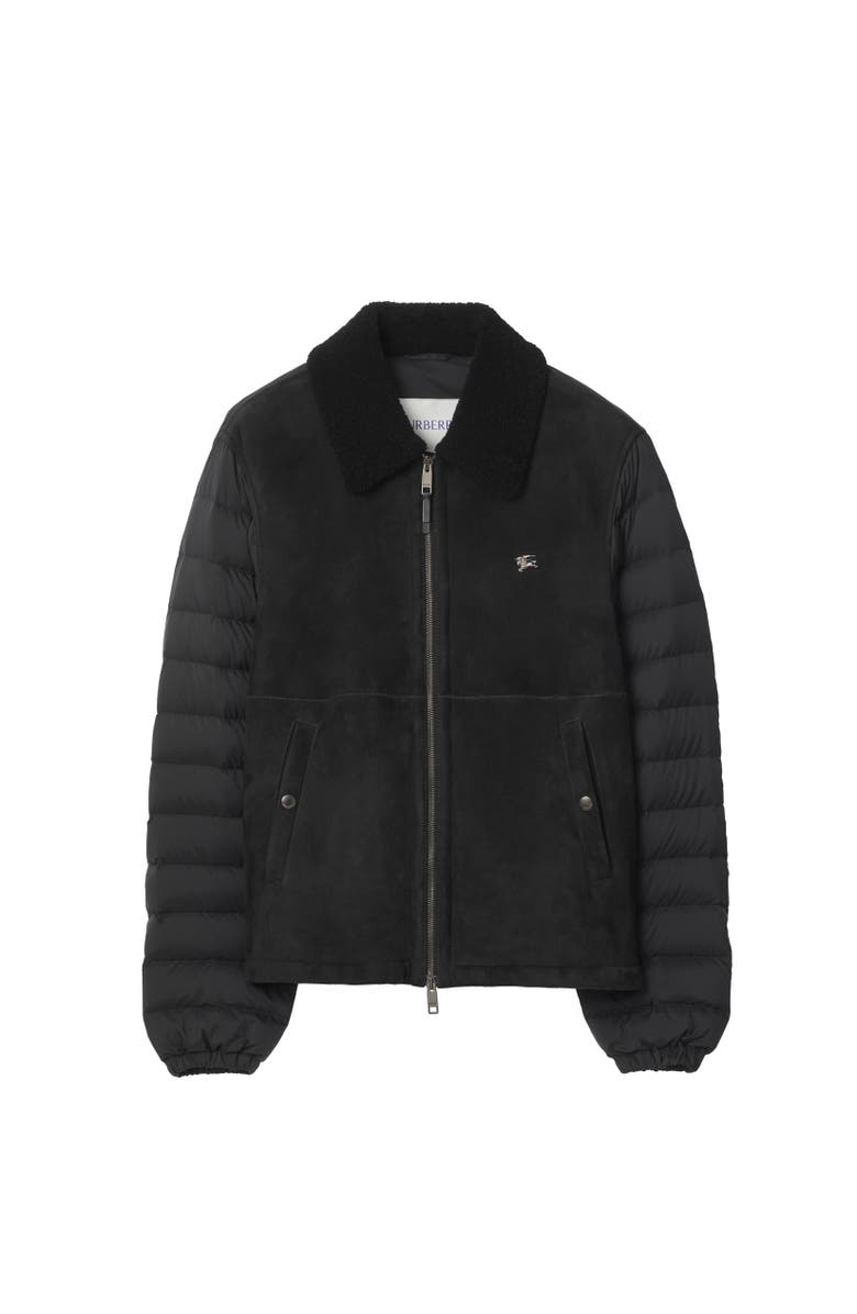 Burberry Shearling Nylon Puffer Jacket, Alternate, color, Black