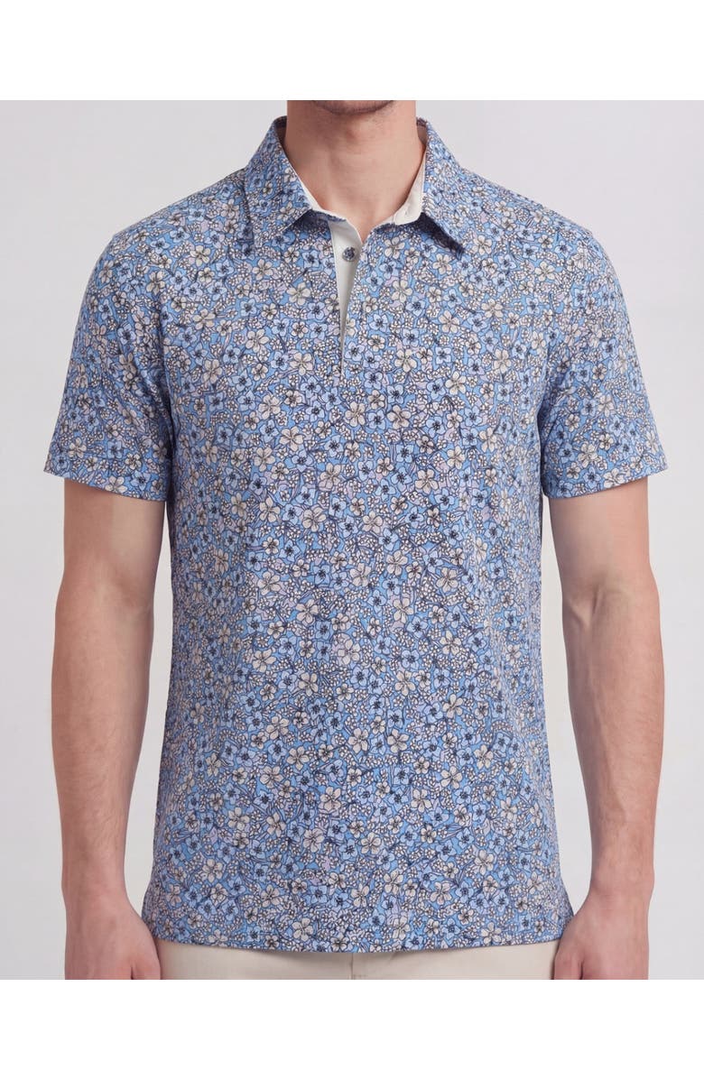 Lords of Harlech Floral Field Mens Knit Polo, Alternate, color, Floral Field Blue