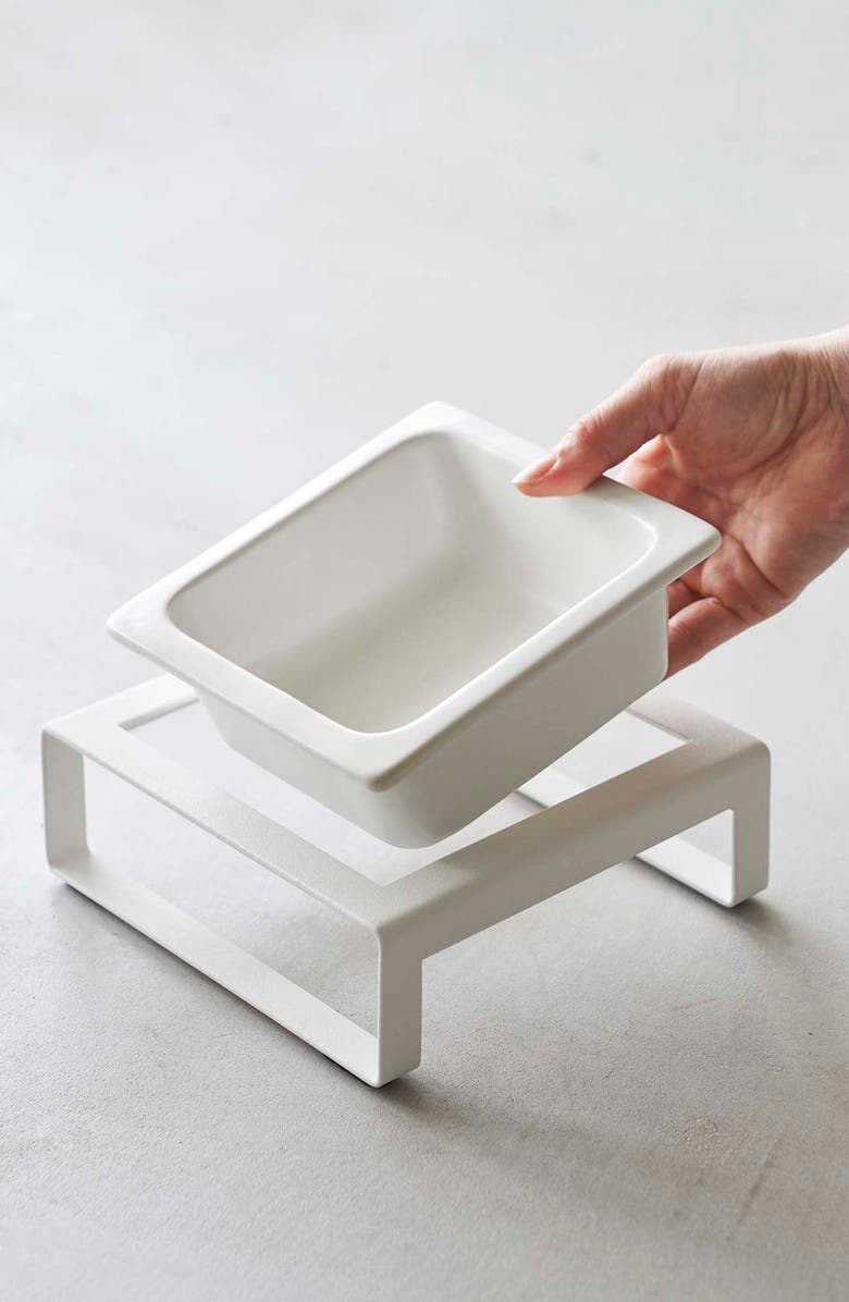 Yamazaki Pet Food Bowl & Short Stand, Alternate, color, White