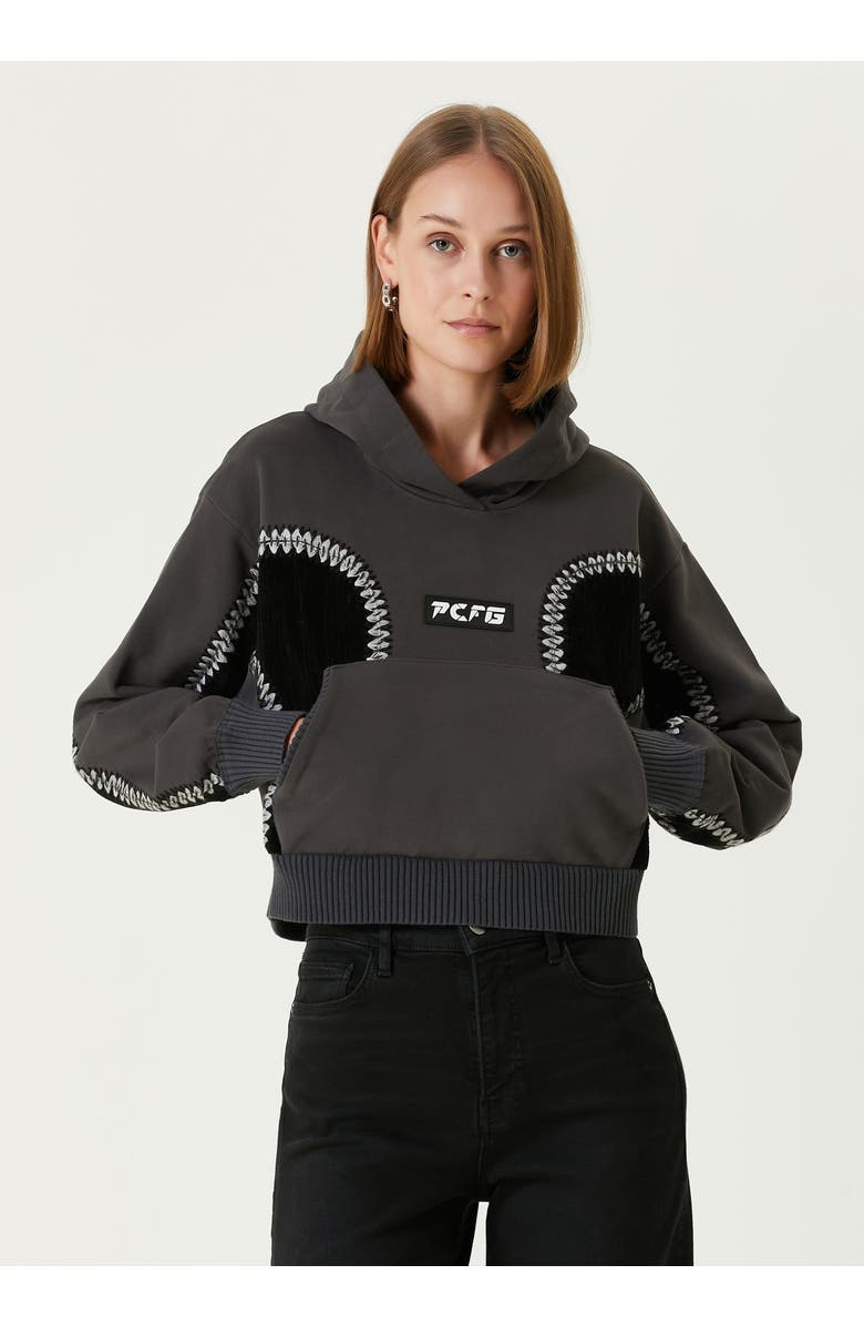 PCFG Cotton Panelled Hoodie, Alternate, color, Black